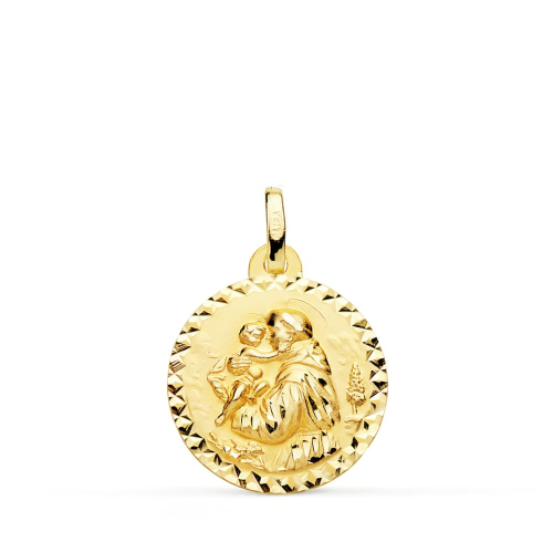 18K MEDALLA ORO AMARILLO SAN ANTONIO TALLA CRUZADA 18 MM 2