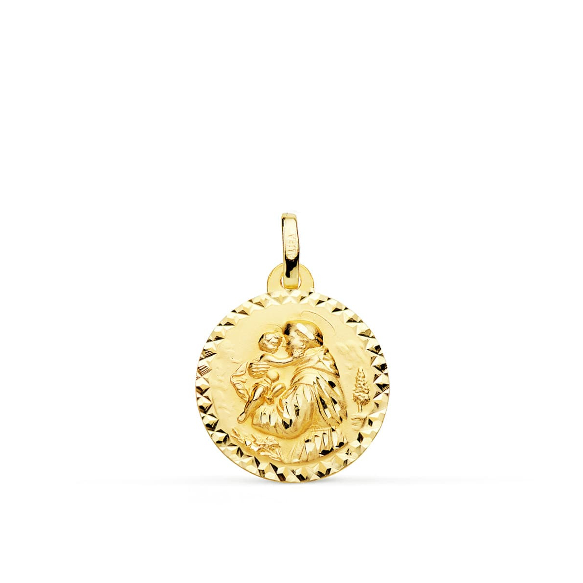 18K MEDALLA ORO AMARILLO SAN ANTONIO TALLA CRUZADA 18 MM 2