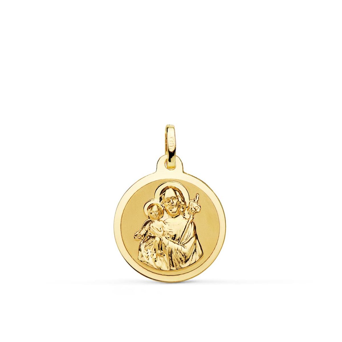 18K MEDALLA ORO AMARILLO SAN JOSE BRILLO 18 MM 2