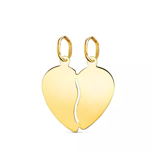 18K COLGANTE ORO AMARILLO CORAZON PARTIDO BRILLO 17X15 MM 0
