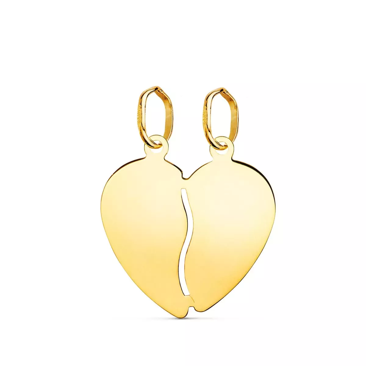18K COLGANTE ORO AMARILLO CORAZON PARTIDO BRILLO 17X15 MM 0