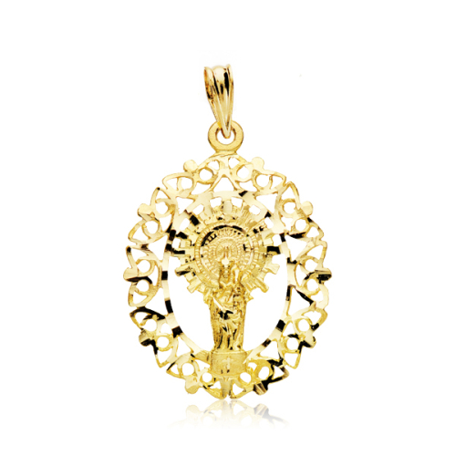 18K MEDALLA ORO AMARILLO VIRGEN DEL PILAR ORLA 28X21 MM 2