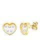 18K PENDIENTES ORO AMARILLO CORAZON AIRSHINE TRANSPARENTE Y CIRCONITA 8X7 MM CIERRE PRESION 0