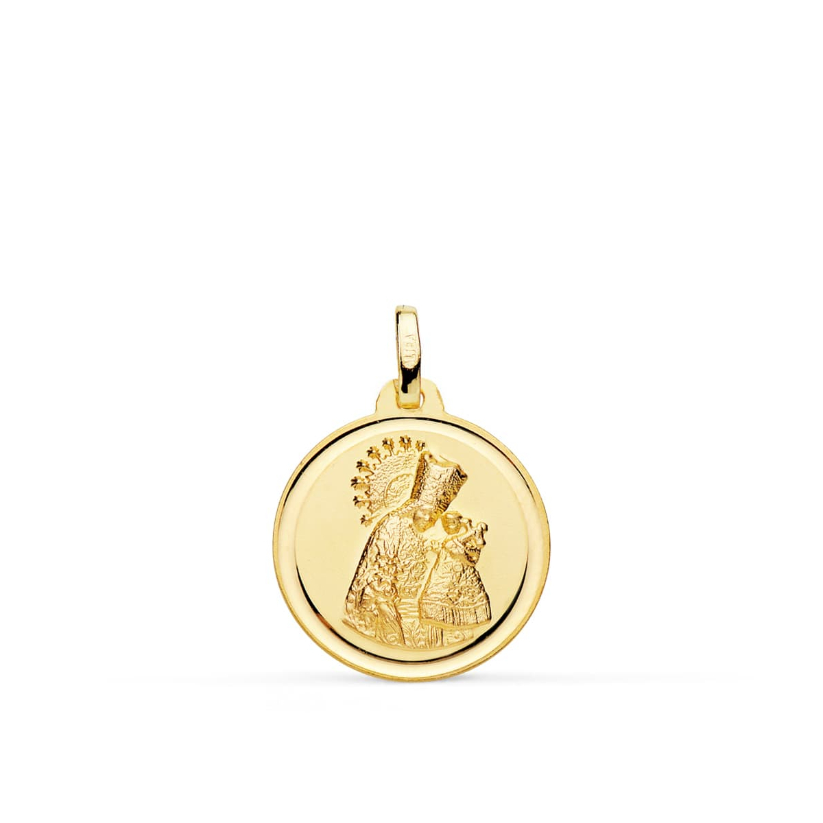 18K MEDALLA ORO AMARILLO VIRGEN DE LOS DESAMPARADOS BISEL 20 MM 2