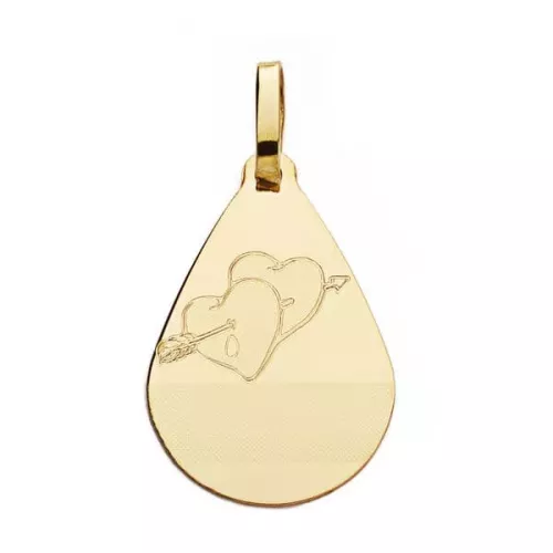18K COLGANTE ORO AMARILLO GOTA CORAZONES 21X14 MM 1