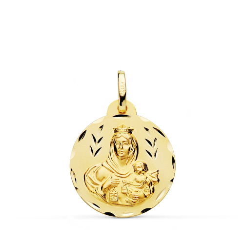 18K MEDALLA ORO AMARILLO TALLADA VIRGEN DEL CARMEN 20 MM 2