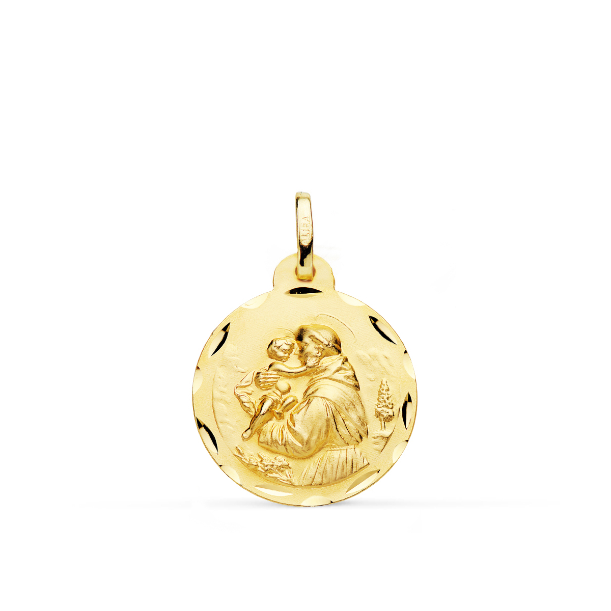 18K MEDALLA ORO AMARILLO SAN ANTONIO TALLADA 20 MM 2