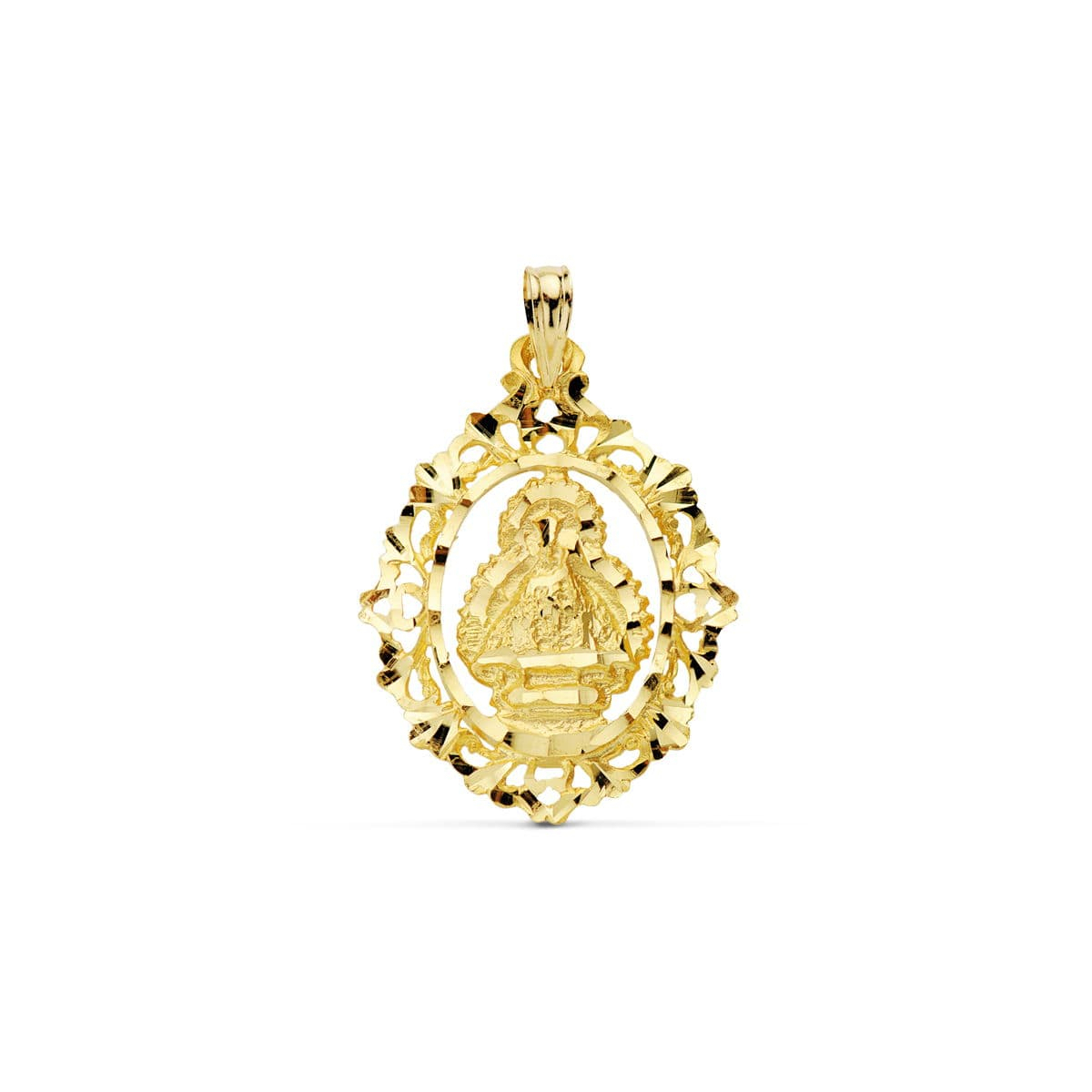 18K MEDALLA ORO AMARILLO VIRGEN DE LA CABEZA CERCO 28X21 MM 2
