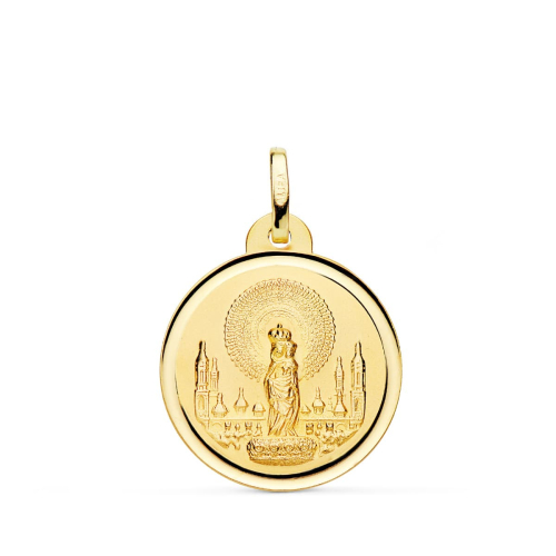 18K MEDALLA ORO AMARILLO VIRGEN DEL PILAR BISEL 20 MM 2