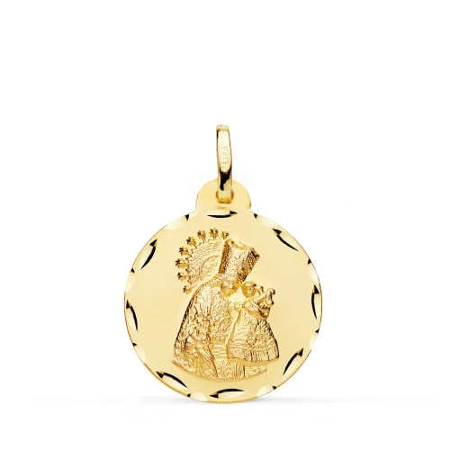 18K MEDALLA ORO AMARILLO VIRGEN DE LOS DESAMPARADOS TALLADA 20 MM 2