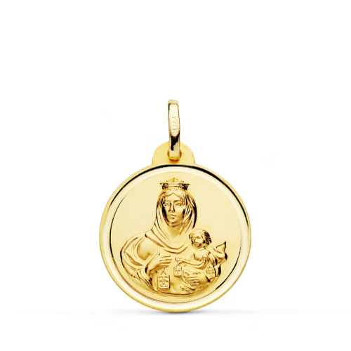 18K MEDALLA ORO AMARILLO VIRGEN DEL CARMEN BISEL 20 MM 2
