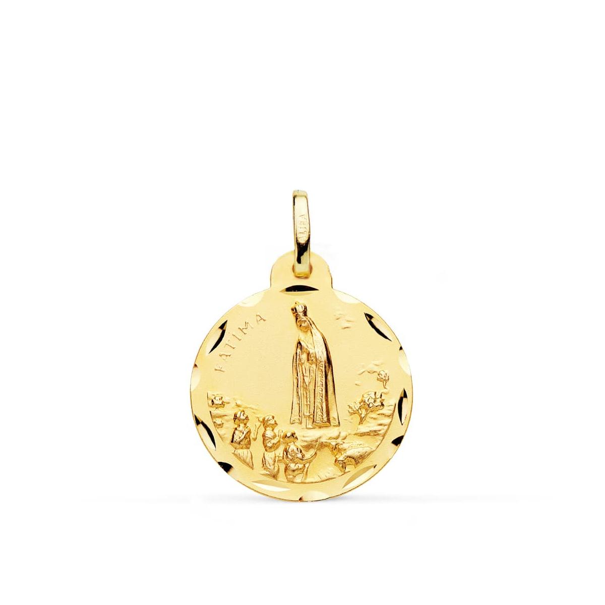 18K MEDALLA ORO AMARILLO VIRGEN DE FATIMA TALLADA 20 MM 2