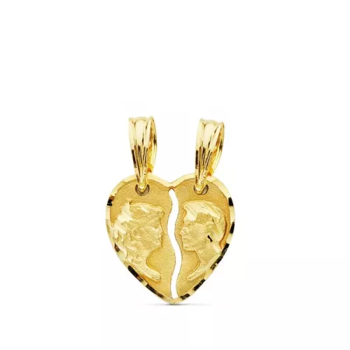18K COLGANTE ORO AMARILLO CORAZON PAREJA 13X13 MM 1
