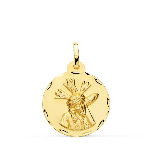 18K MEDALLA ORO AMARILLO CRISTO DEL GRAN PODER TALLADA 20 MM 2