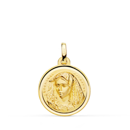 18K MEDALLA ORO AMARILLO VIRGEN MACARENA BISEL 20 MM 2