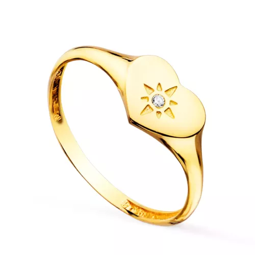 18K SELLO ORO AMARILLO MUJER CABEZA CORAZON CON CIRCONITA 9X7 MM 1