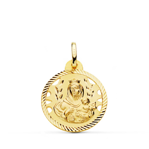 18K MEDALLA ORO AMARILLO VIRGEN DEL CARMEN CALADA HELICE 20 MM 2