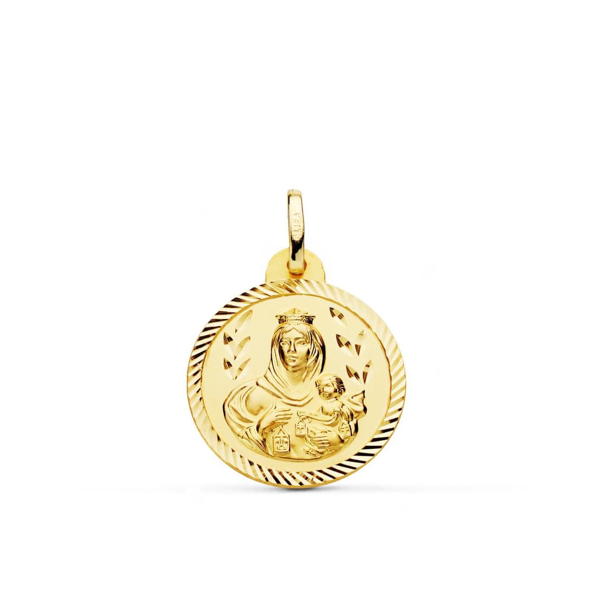 18K MEDALLA ORO AMARILLO VIRGEN DEL CARMEN HELICE 20 MM 3