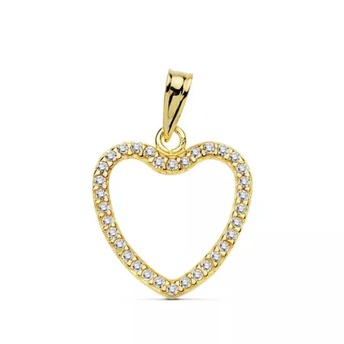 18K COLGANTE ORO AMARILLO CORAZON CIRCONITA 16X16 MM 1