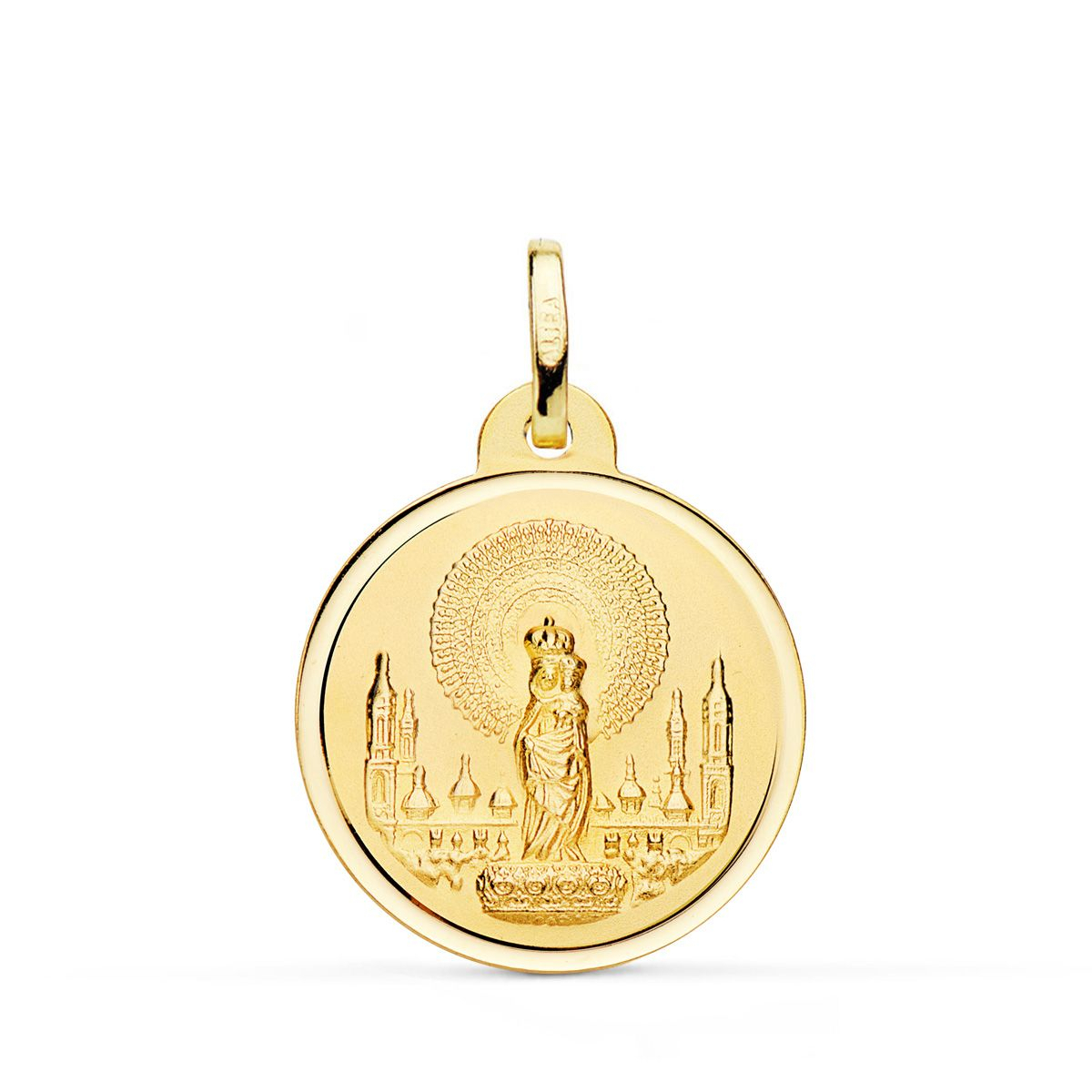 18K MEDALLA ORO AMARILLO VIRGEN DEL PILAR BISEL 22 MM 3