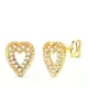 18K PENDIENTES ORO AMARILLO CORAZON 9X7 MM 28 CIRCONITA PRESION 1