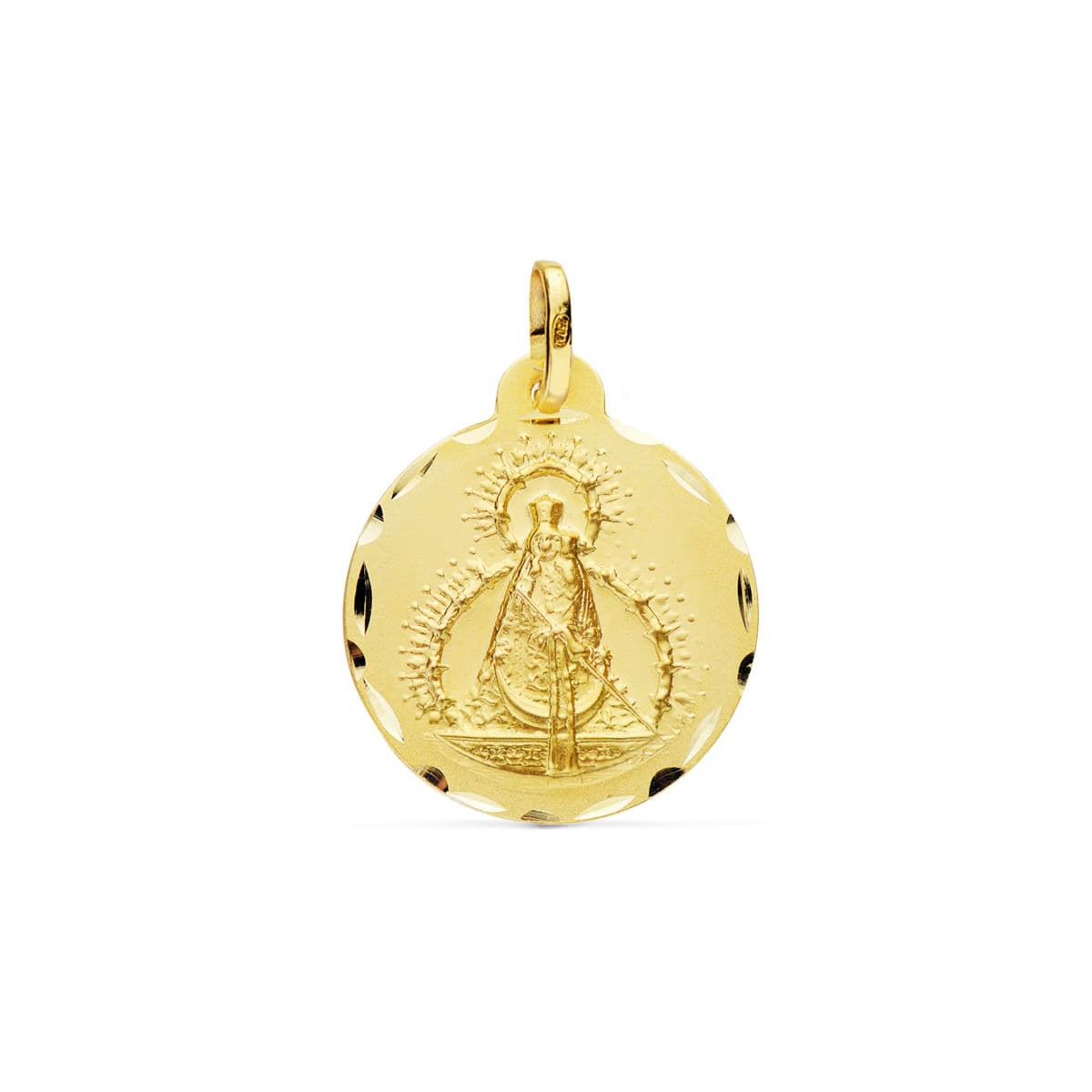 18K MEDALLA ORO AMARILLO VIRGEN DE LA CABEZA TALLADA 22 MM 3