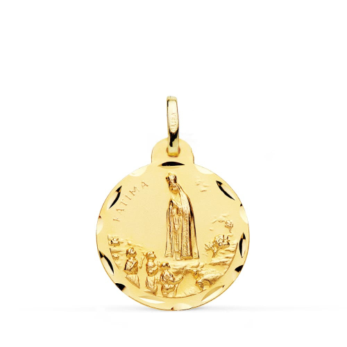 18K MEDALLA ORO AMARILLO VIRGEN DE FATIMA TALLADA 22 MM 3