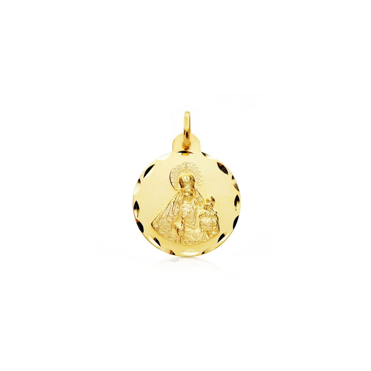 18K MEDALLA ORO AMARILLO VIRGEN DEL ROSARIO TALLADA 22 MM 3