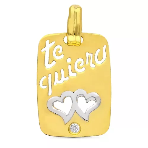 18K COLGANTE ORO AMARILLO TE QUIERO CALADO 20X14 MM 1
