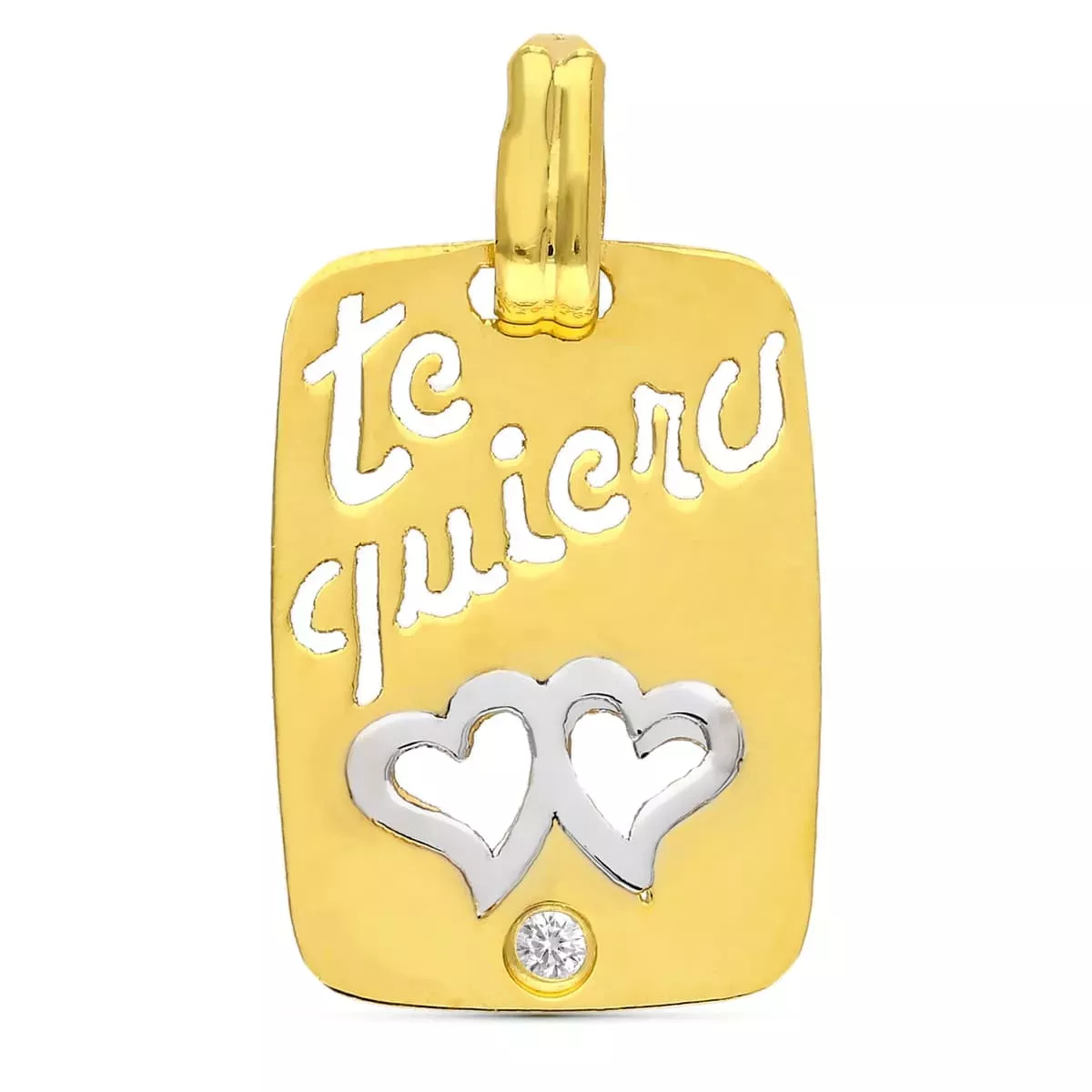 18K COLGANTE ORO AMARILLO TE QUIERO CALADO 20X14 MM 1