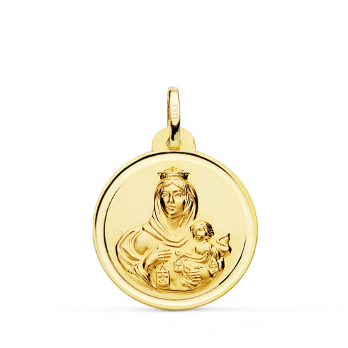 18K MEDALLA ORO AMARILLO VIRGEN DEL CARMEN BISEL 22 MM 3