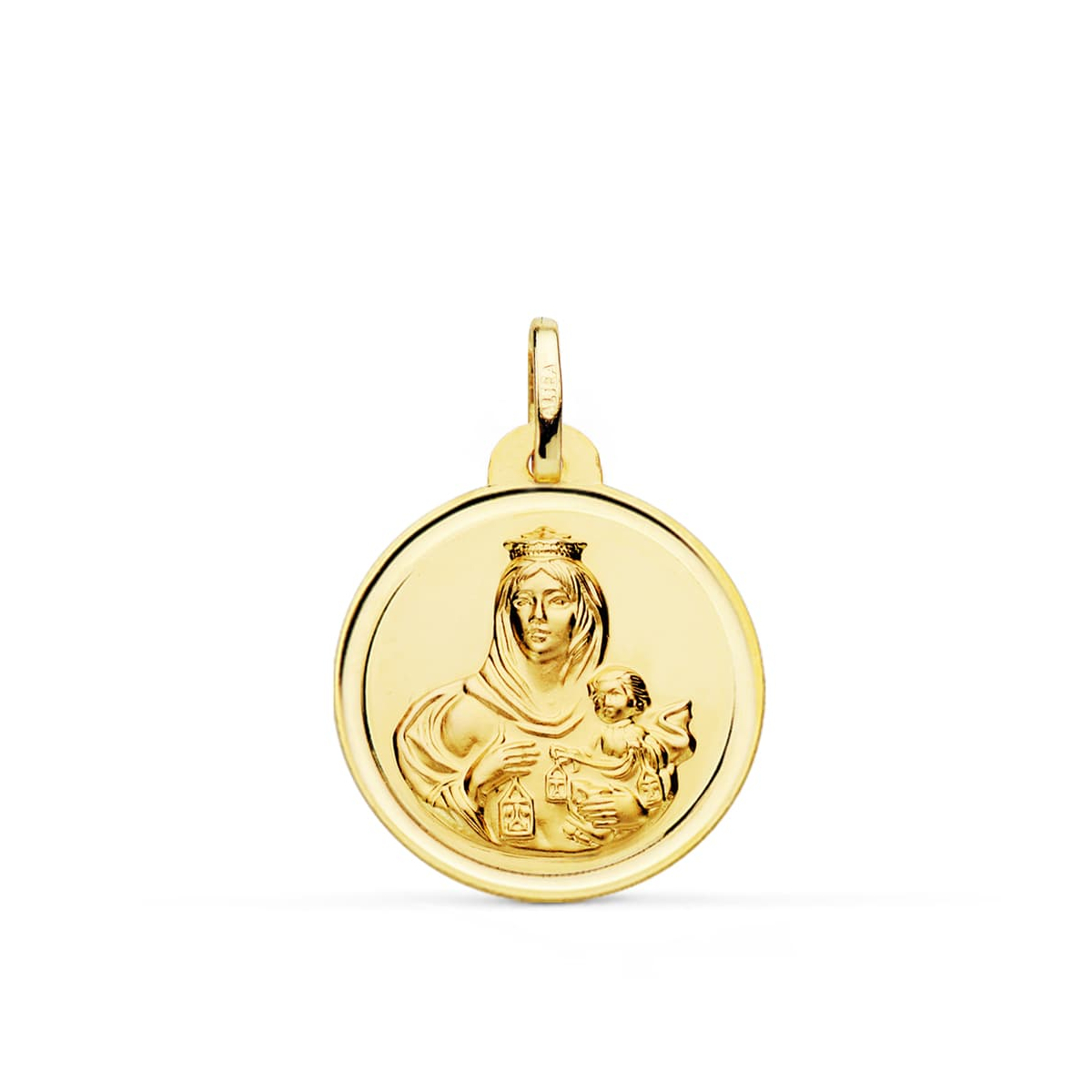 18K MEDALLA ORO AMARILLO VIRGEN DEL CARMEN BISEL 22 MM 3