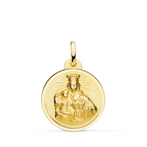 18K MEDALLA ORO AMARILLO VIRGEN MARIA DEL CARMEN 22 MM 3