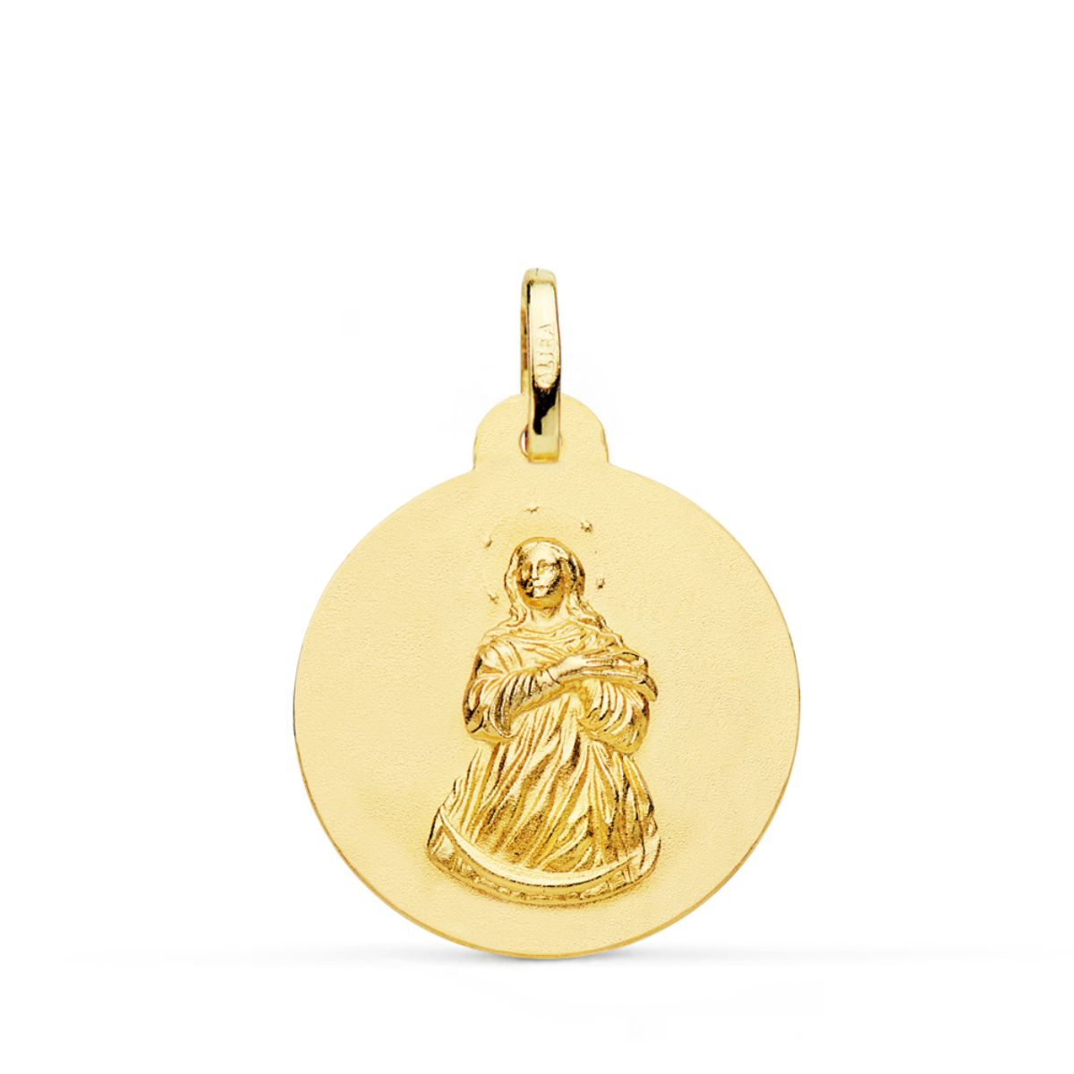 18K MEDALLA ORO AMARILLO VIRGEN INMACULADA MATIZADA LISA 22 MM 3