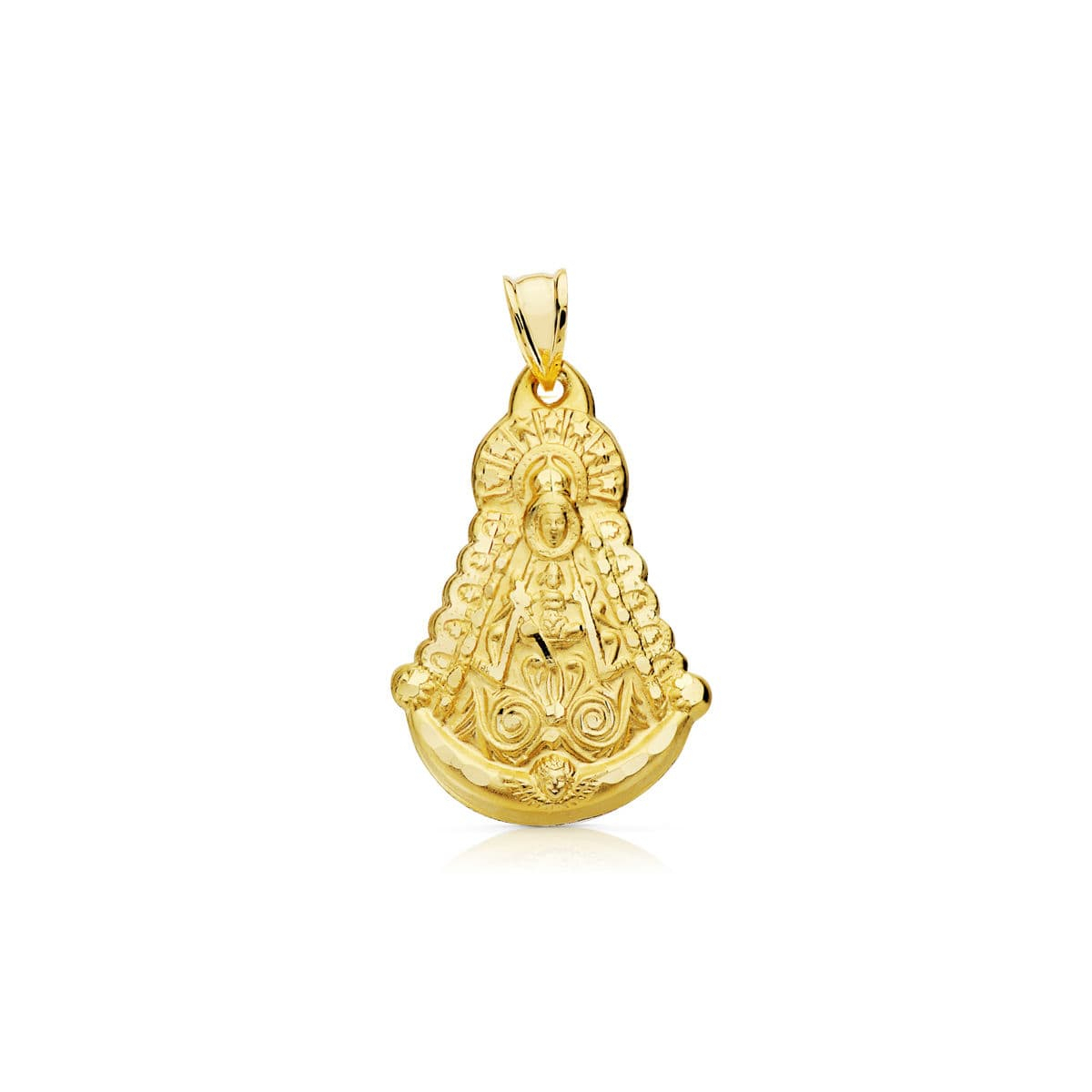18K MEDALLA ORO AMARILLO VIRGEN DEL ROCIO SILUETA 30X20 MM 3