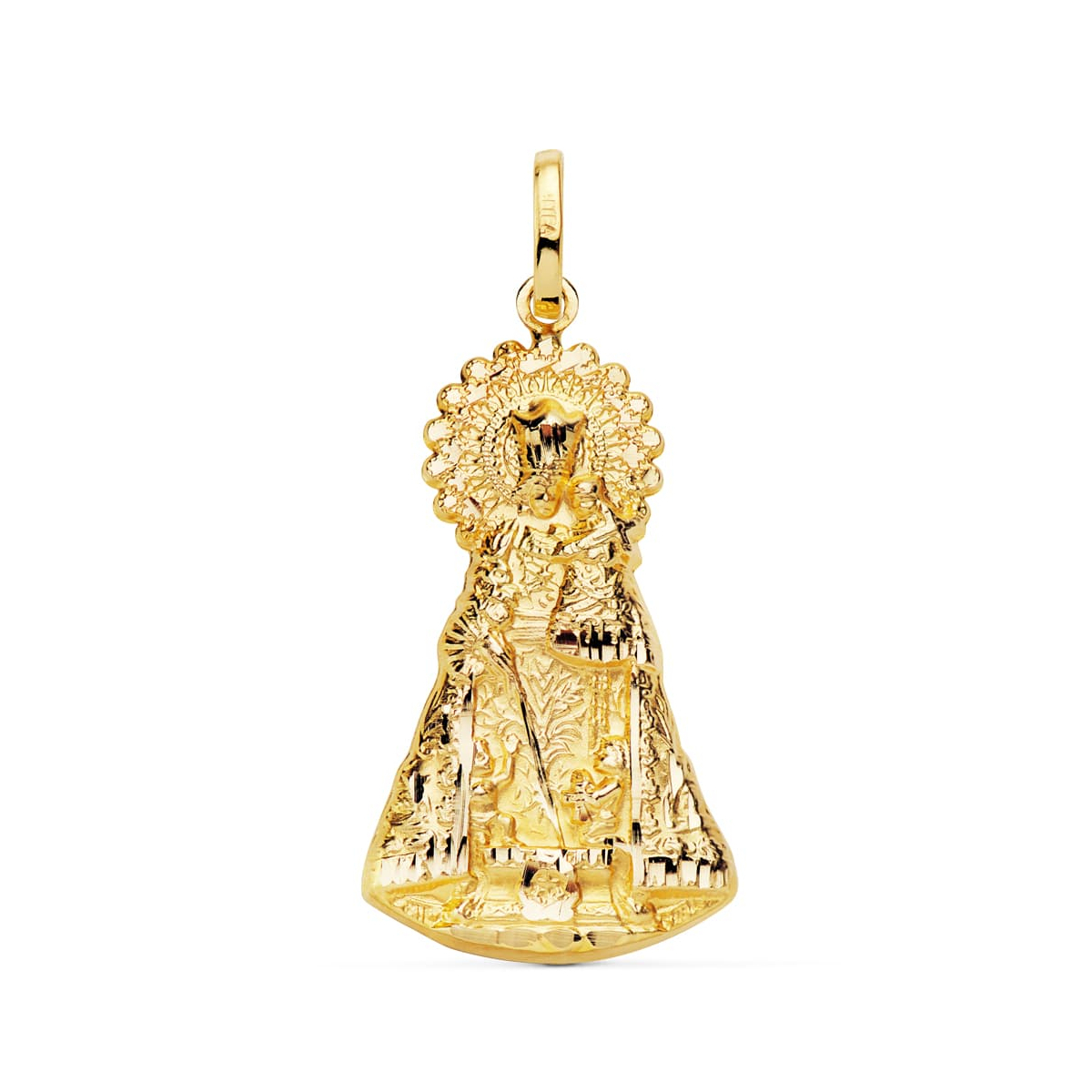 18K MEDALLA ORO AMARILLO VIRGEN DE LOS DESAMPARADOS SILUETA 33X18 MM 3