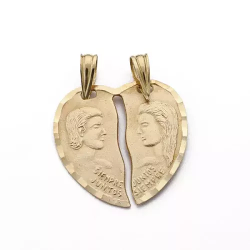 18K COLGANTE ORO AMARILLO CORAZON PAREJA 20X20 MM 2