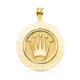 18K MEDALLA ORO AMARILLO CORONA CON BORDE DE GRECA CALADA. 27 MM 3