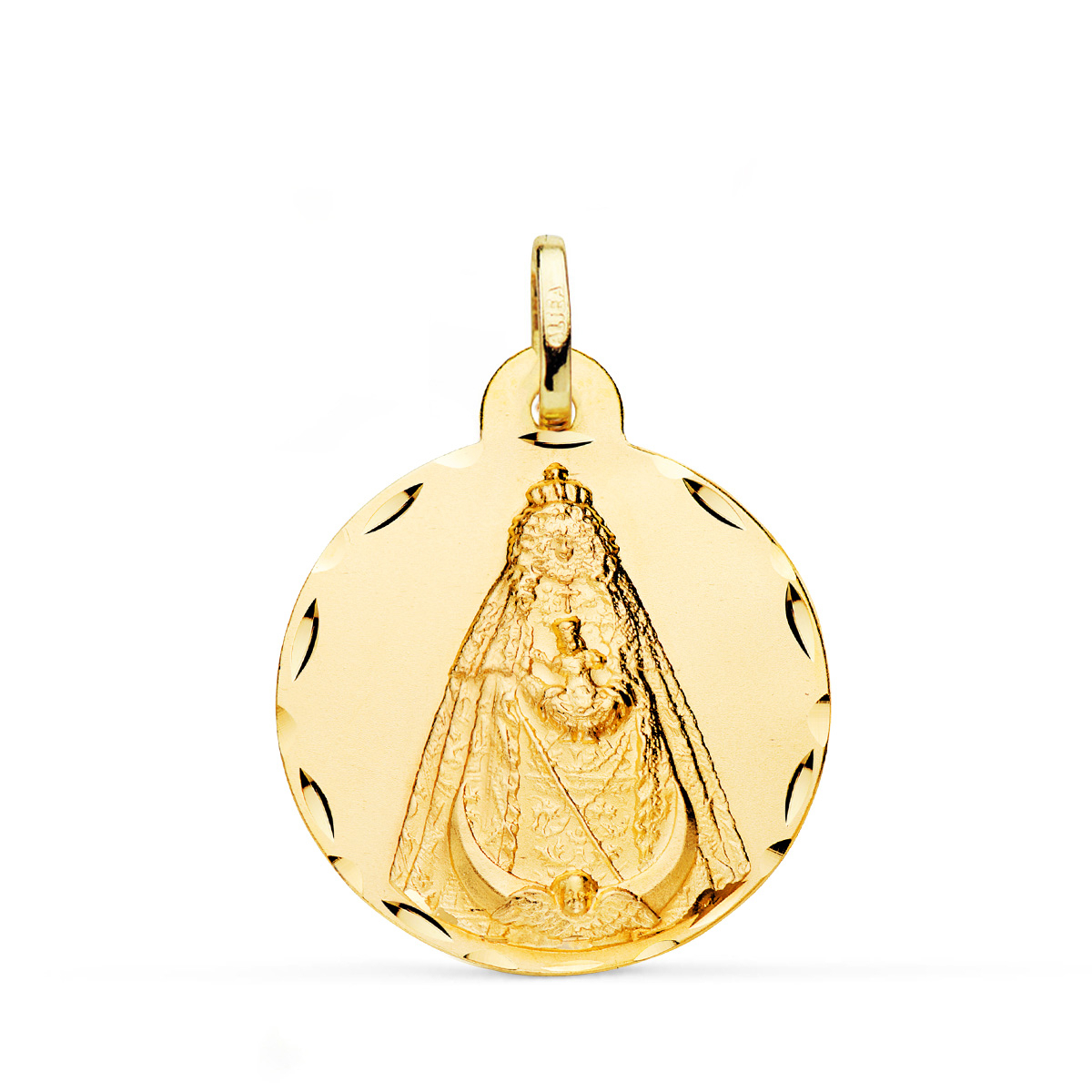 18K MEDALLA ORO AMARILLO VIRGEN NEGRA TALLADA 24 MM 3