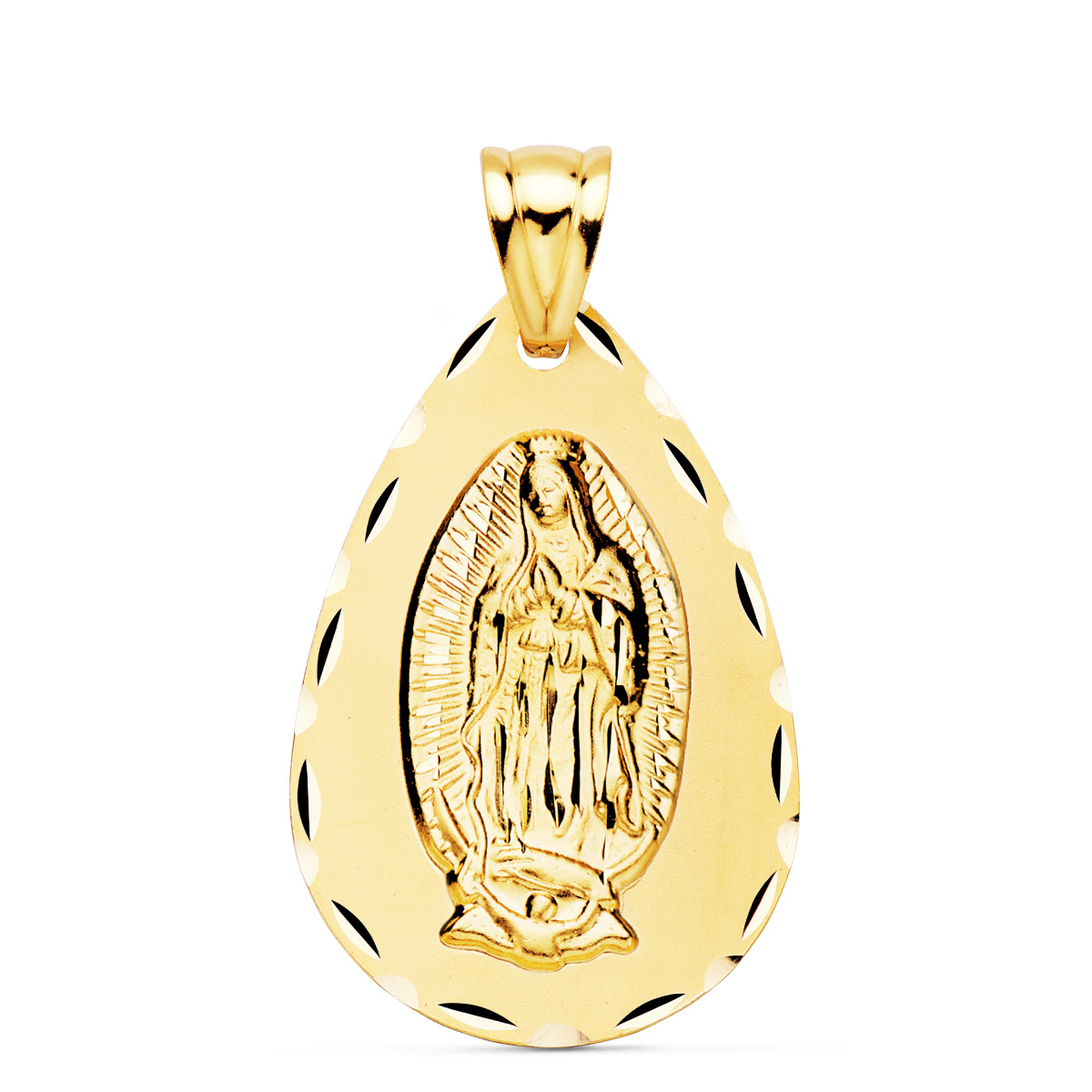 18K MEDALLA ORO AMARILLO VIRGEN DE GUADALUPE TALLA CLASICA GOTA 36 X 23 MM 3