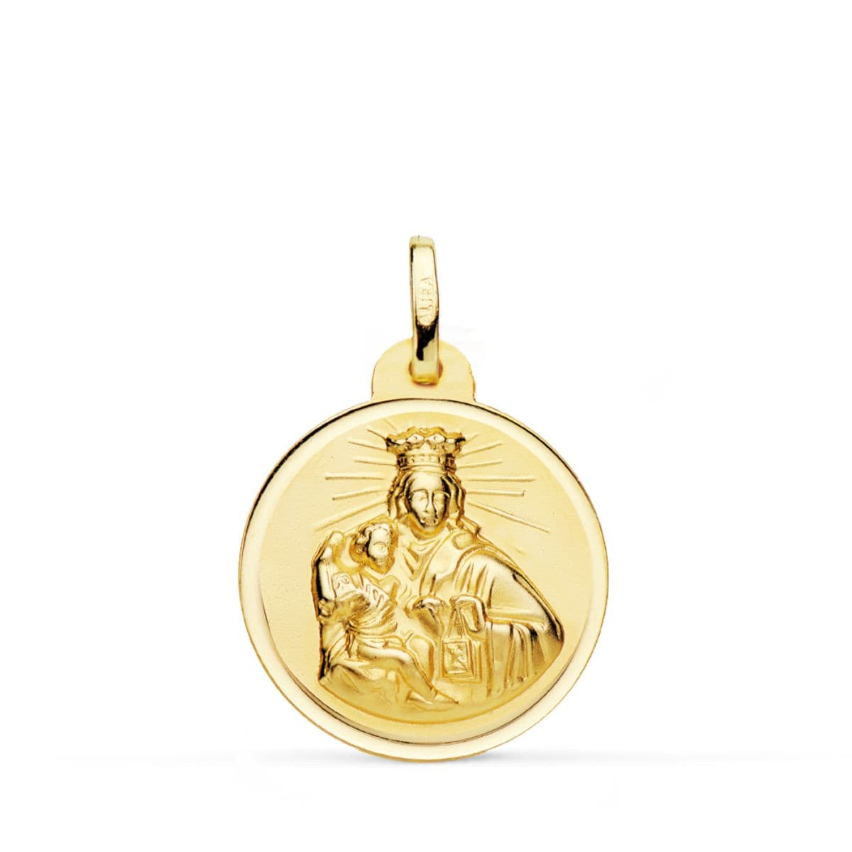 18K MEDALLA ORO AMARILLO VIRGEN MARIA DEL CARMEN 24 MM 3
