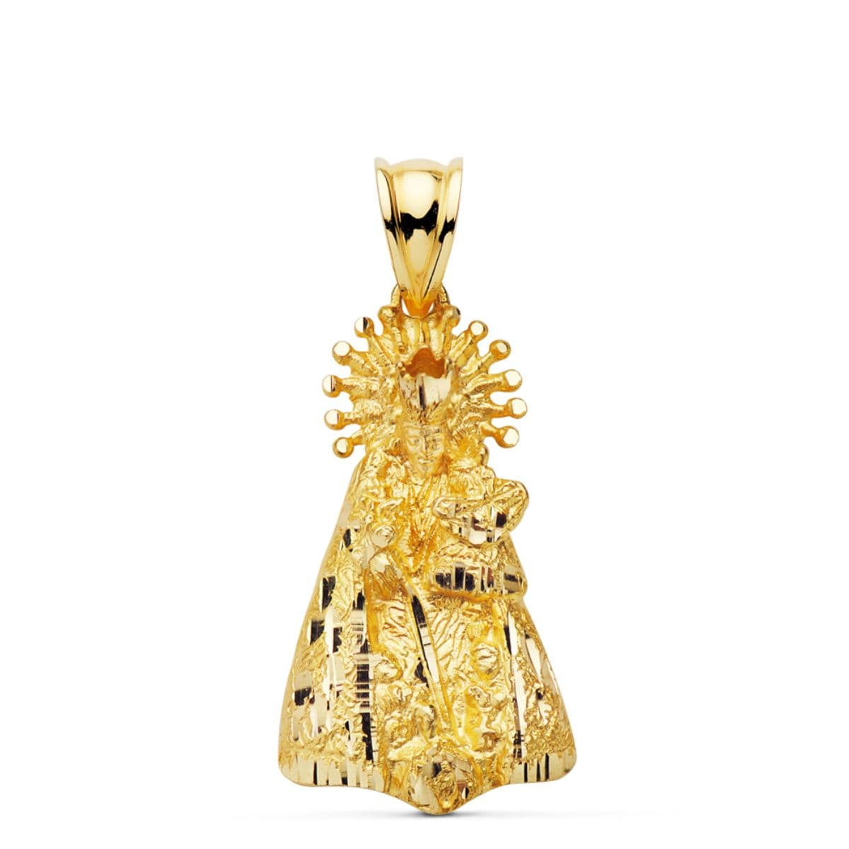 18K MEDALLA COLGANTE ORO AMARILLO VIRGEN DE LOS DESAMPARADOS SILUETA 23 X14 MM 4