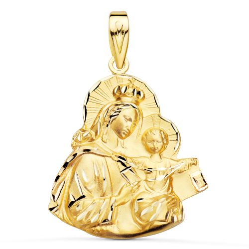 18K MEDALLA ORO AMARILLO VIRGEN DEL CARMEN SILUETA TALLADA 25X23 MM 4