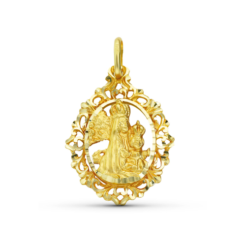 18K MEDALLA ORO AMARILLO VIRGEN DE LA SALUD CERCO 29X22 MM 4