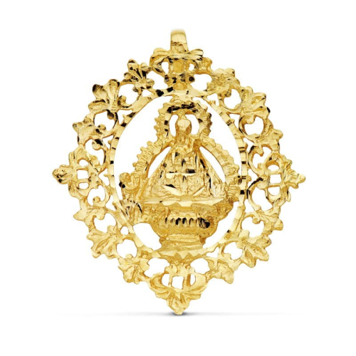 18K MEDALLA ORO AMARILLO VIRGEN DE LA CABEZA CON CERCO FILIGRANA 36 X 32 MM 4