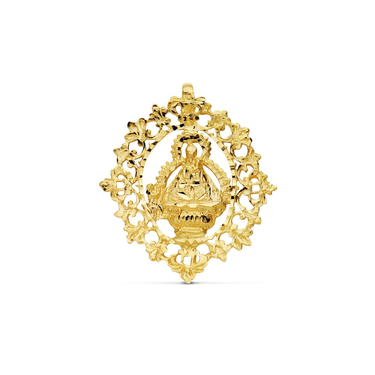 18K MEDALLA ORO AMARILLO VIRGEN DE LA CABEZA CON CERCO FILIGRANA 36 X 32 MM 4