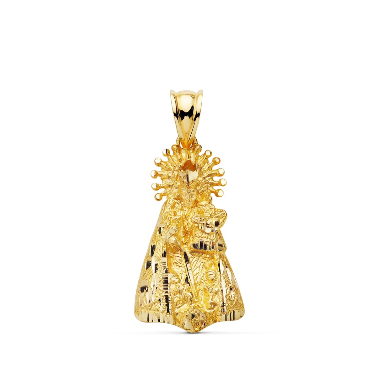 18K MEDALLA SILUETA VIRGEN ORO AMARILLO DE LOS DESAMPARADOS 27X15 MM 5