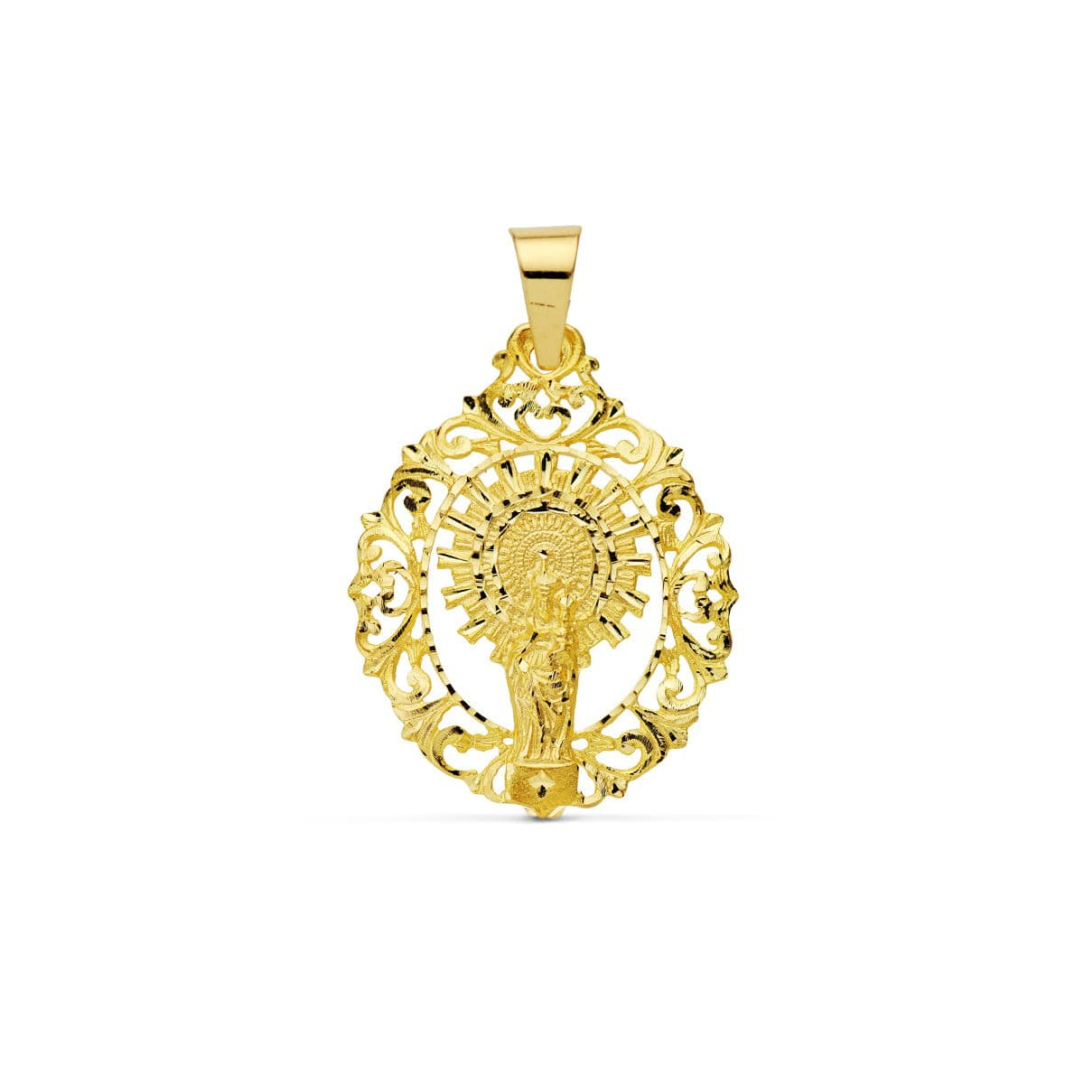 18K MEDALLA ORO AMARILLO VIRGEN PILAR ORLA 39X30 MM 6