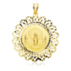 18K MEDALLA ORO AMARILLO VIRGEN DEL PILAR REDONDA 22 MM CON CERCO TALLADO 40X40 MM 6