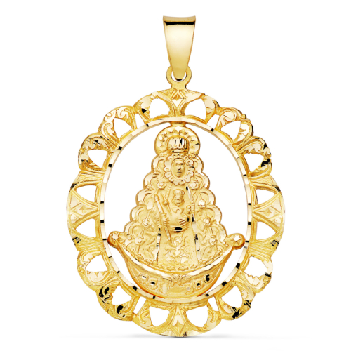 18K MEDALLA ORO AMARILLO VIRGEN ROCIO CERCO 39 X 37 MM 7